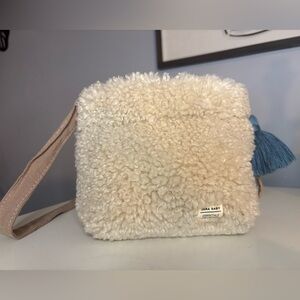 Zara Baby Cream Shearling Bag with Blue Tassel